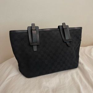 Gucci Black GG Monogram Canvas & Leather Tote
Shoulder Bag COA